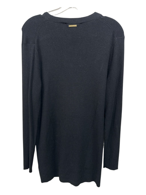 Michael Michael Kors Size L Black Viscose Blend Ribbed Knit Button Down Cardigan Black / L