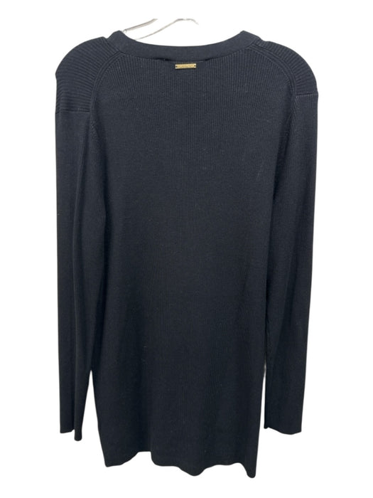 Michael Michael Kors Size L Black Viscose Blend Ribbed Knit Button Down Cardigan Black / L