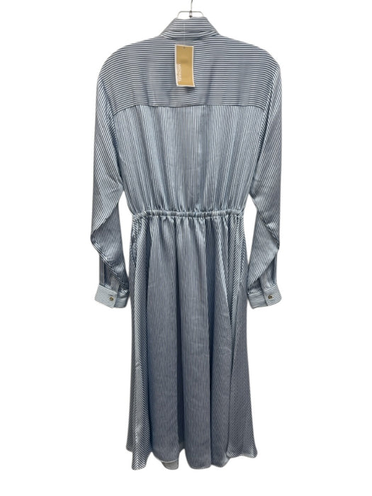 Michael Michael Kors Size S Blue & White Polyester Satin Long Sleeve Midi Dress Blue & White / S