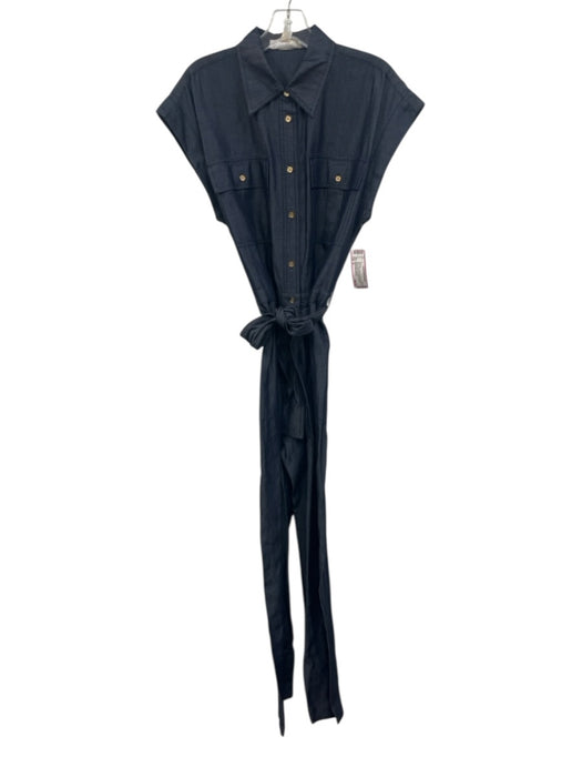 Michael Michael Kors Size M Blue Cotton & Lyocell Sleeveless Buttons Jumpsuit Blue / M
