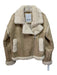 NVLT Size S Cream & Beige Polyester Faux Suede Faux Shearling Moto Jacket Cream & Beige / S