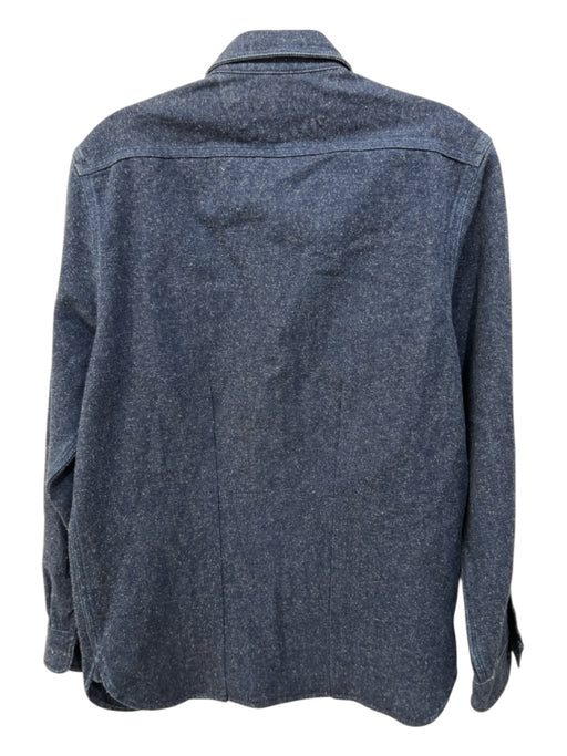 RRL Size M Blue Cotton Solid Front Pockets Button up Men's Long Sleeve Shirt Blue / M