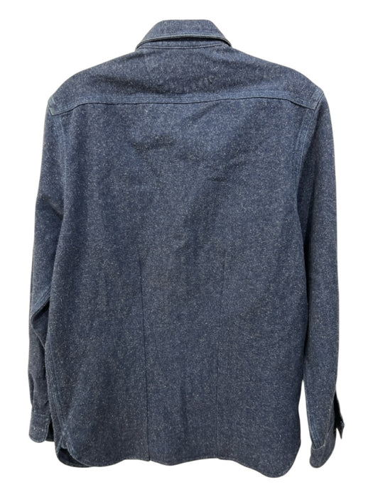 RRL Size M Blue Cotton Solid Front Pockets Button up Men's Long Sleeve Shirt Blue / M