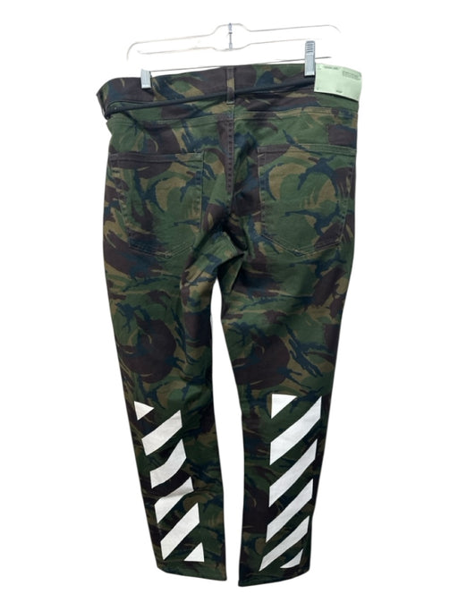 Off White Size 36 Green & Brown Cotton Blend Camo Slim Khakis Men's Pants Green & Brown / 36