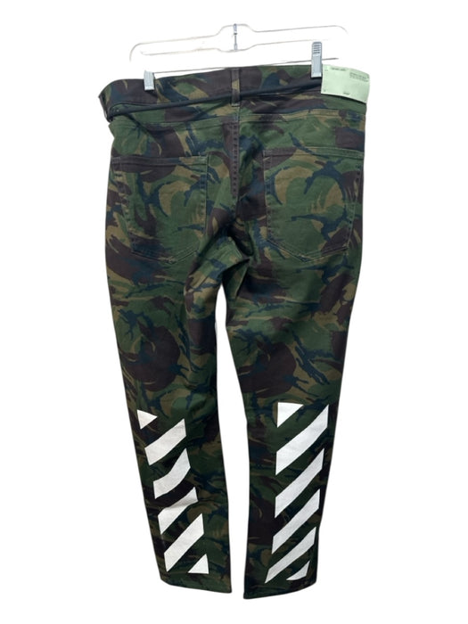 Off White Size 36 Green & Brown Cotton Blend Camo Slim Khakis Men's Pants Green & Brown / 36