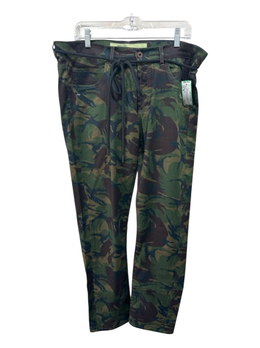 Off White Size 36 Green & Brown Cotton Blend Camo Slim Khakis Men's Pants Green & Brown / 36