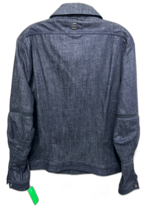 G Star Size L Dark Wash Cotton Solid Denim Button up Men's Jacket Dark Wash / L