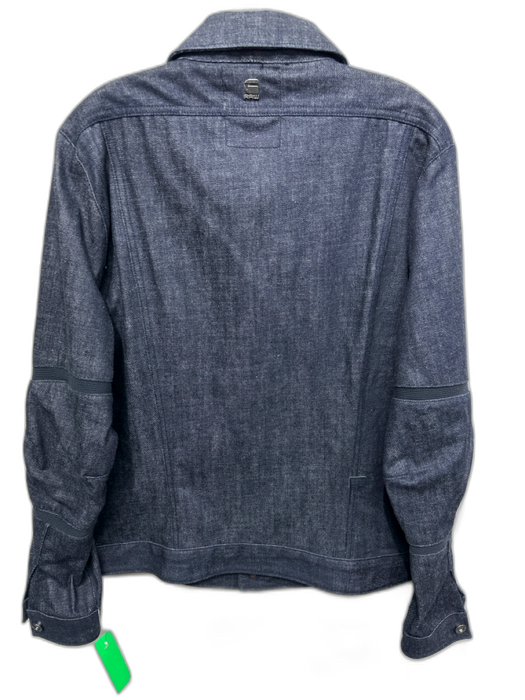 G Star Size L Dark Wash Cotton Solid Denim Button up Men's Jacket Dark Wash / L