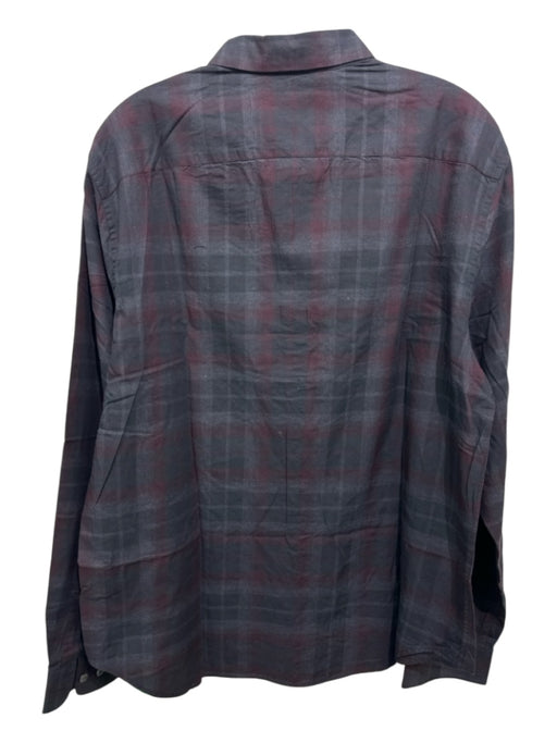 Vince Size L Gray & Red Cotton Blend Plaid Button Up Men's Long Sleeve Shirt Gray & Red / L