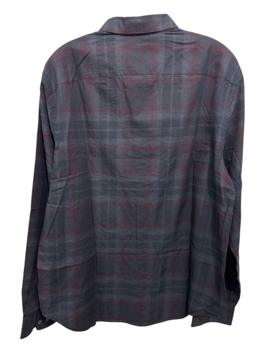 Vince Size L Gray & Red Cotton Blend Plaid Button Up Men's Long Sleeve Shirt Gray & Red / L
