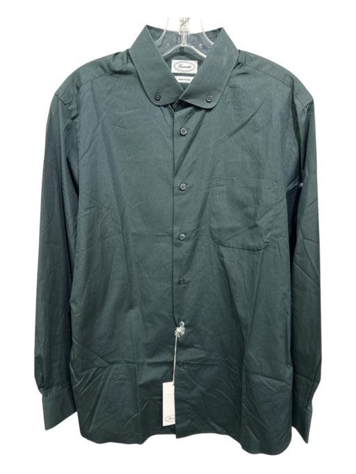 Facconable NWT Size 16 Green Cotton Blend Solid Button up Long Sleeve Shirt Green / 16