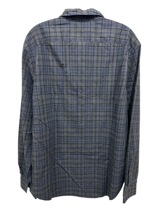 John Varvatos Size L Gray & Blue Cotton Blend Plaid Button Up Long Sleeve Shirt Gray & Blue / L