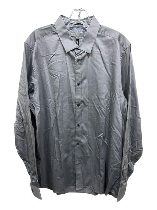 Ted Baker NWT Size 5 Gray Cotton Blend Solid Button Up Men's Long Sleeve Shirt Gray / 5