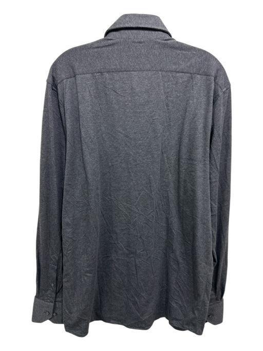 Neiman Marcus NWT Size L Gray Cotton Blend Solid Button Up Long Sleeve Shirt Gray / L
