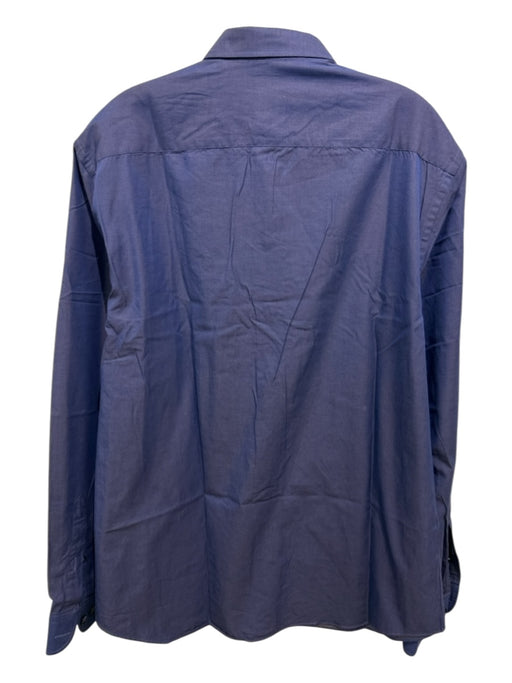 Armani Size L Blue Cotton Solid Spread Collar Button up Men's Long Sleeve Shirt Blue / L