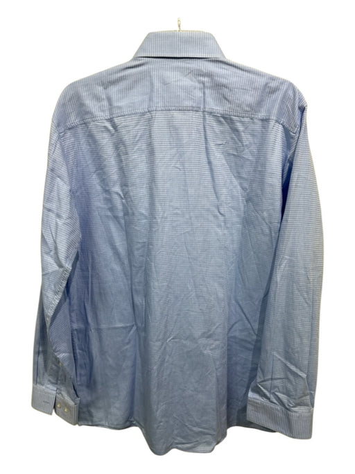 Hugo Boss Size 16.5 Light blue Cotton Houndstooth Button Up Long Sleeve Shirt Light blue / 16.5