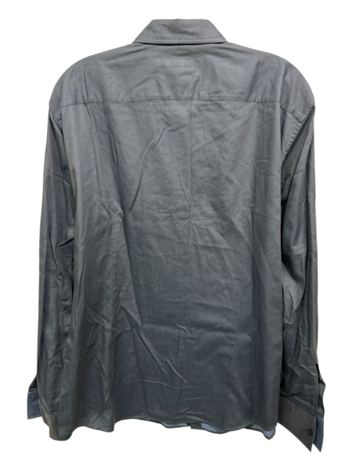 Boss Size L Gray Cotton Dots Button up Men's Long Sleeve Shirt Gray / L