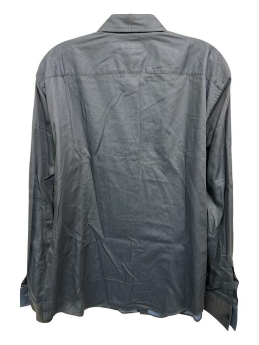 Boss Size L Gray Cotton Dots Button up Men's Long Sleeve Shirt Gray / L