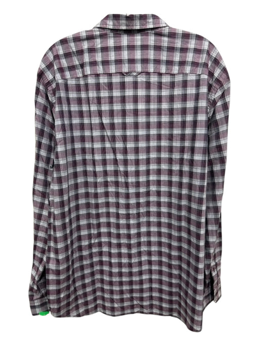 Vince Size XL Purple & White Cotton Plaid Button up Men's Long Sleeve Shirt Purple & White / XL
