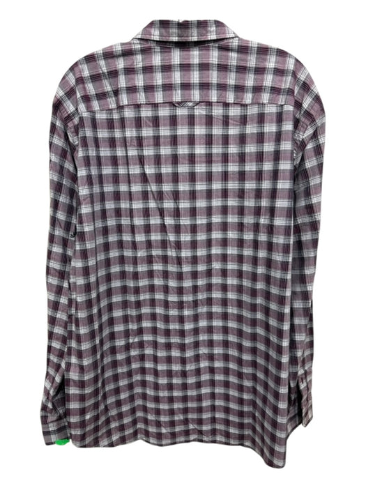 Vince Size XL Purple & White Cotton Plaid Button up Men's Long Sleeve Shirt Purple & White / XL