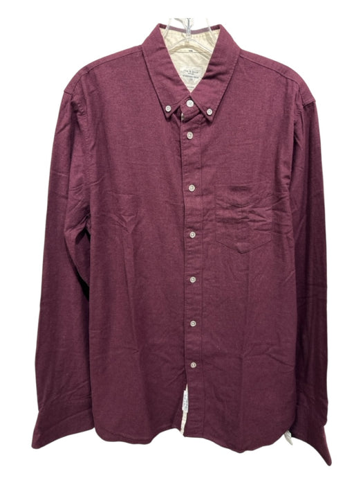 Rag & Bone Size L Red Cotton Blend Front Pocket Men's Long Sleeve Shirt Red / L