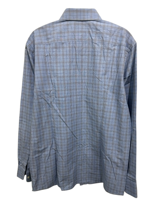 Boss Size 16 Blue Cotton Plaid Button up Men's Long Sleeve Shirt Blue / 16