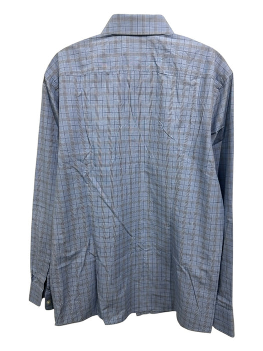 Boss Size 16 Blue Cotton Plaid Button up Men's Long Sleeve Shirt Blue / 16