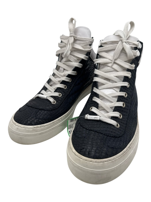 Jimmy Choo Shoe Size 44 Navy Leather Embossed Sneaker Men's Shoes Navy / 44