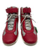 Prada Shoe Size 8.5 AS IS Red & Gray Leather Two Tone Sneaker High Top Shoes Red & Gray / 8.5