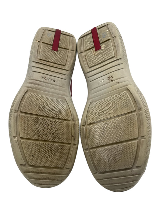 Prada Shoe Size 8.5 AS IS Red & Gray Leather Two Tone Sneaker High Top Shoes Red & Gray / 8.5