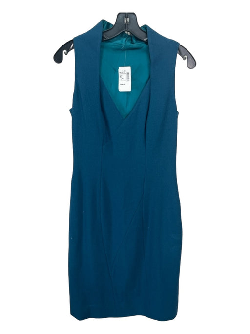 danes Size 8 Teal Wool Crepe Sleeveless Side Zip Dress Set Teal / 8