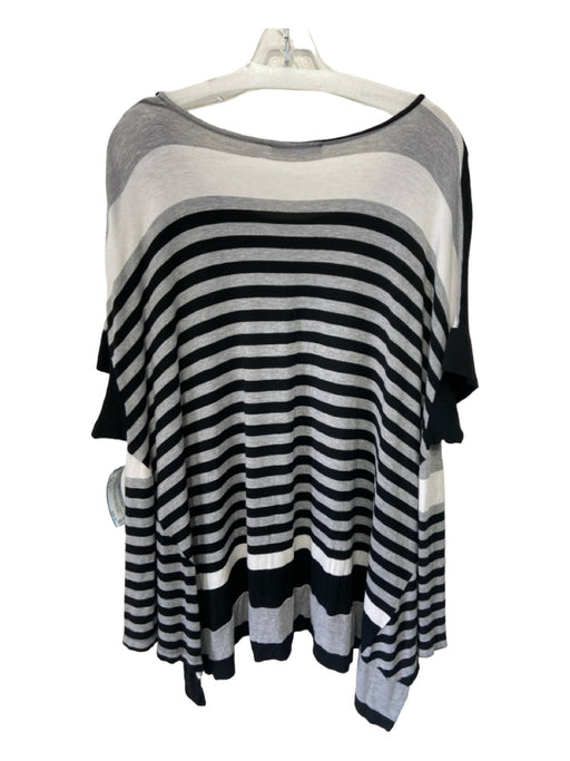 Alembika Size S Gray & Black Viscose Striped Drop Shoulder Short Sleeve Top Gray & Black / S