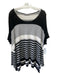 Alembika Size S Gray & Black Viscose Striped Drop Shoulder Short Sleeve Top Gray & Black / S