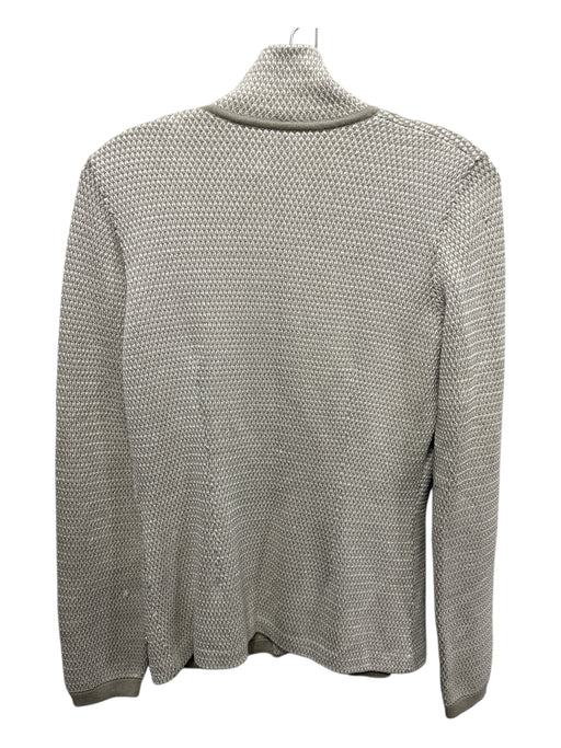 Loro Piana Size 44 Gray & White Silk & Cotton Long Sleeve Knit Collar Cardigan Gray & White / 44