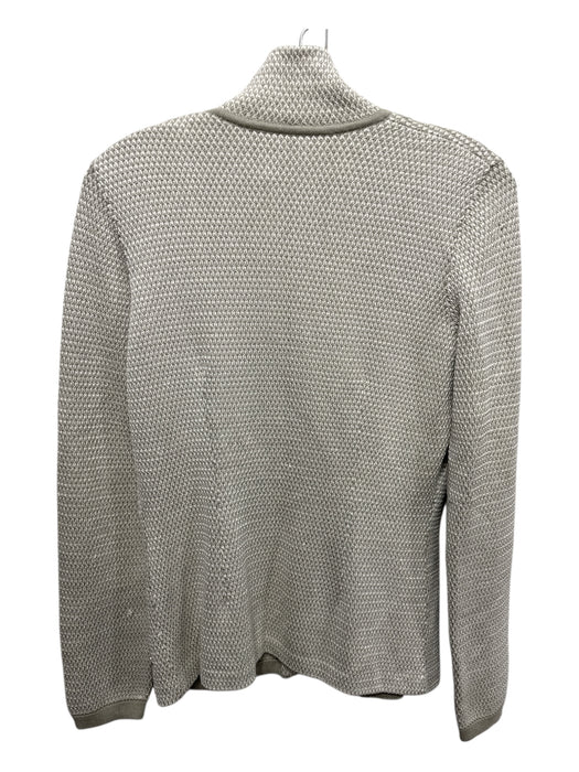 Loro Piana Size 44 Gray & White Silk & Cotton Long Sleeve Knit Collar Cardigan Gray & White / 44