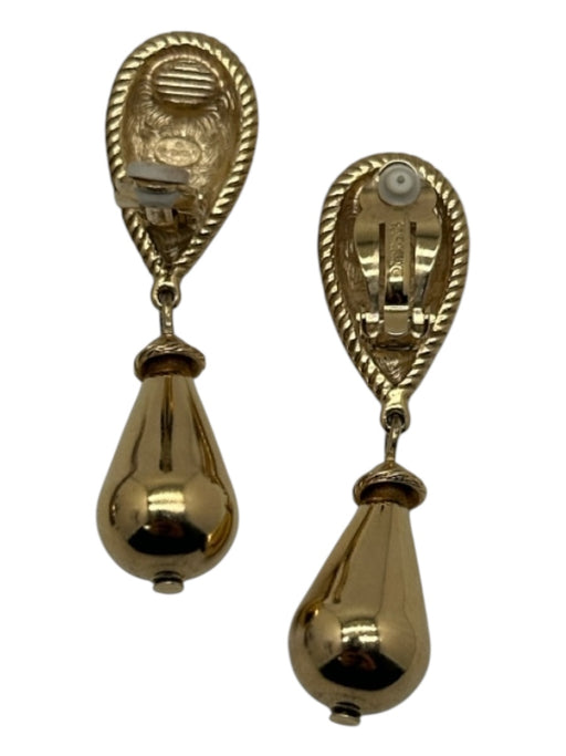 Givenchy Gold Tone Tear Drop Text Rope Design Clip On Earrings Gold Tone