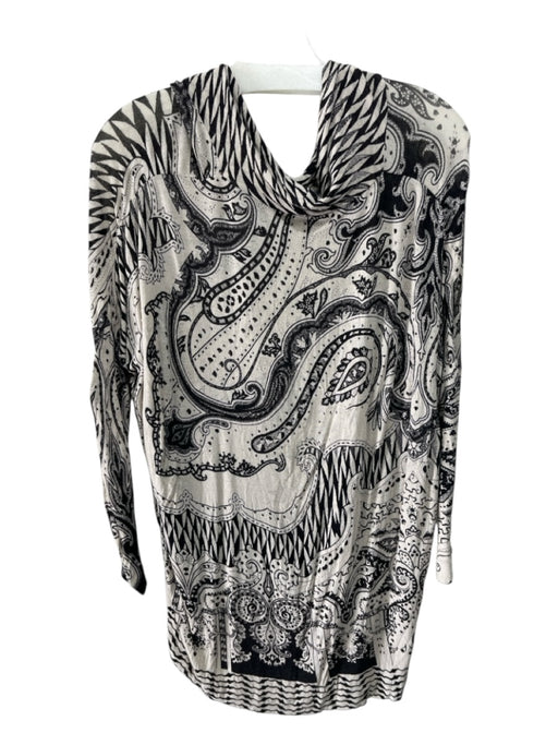 Etro Size 42/L Beige & Black Viscose Blend Knit Paisley & Abstract Top Beige & Black / 42/L