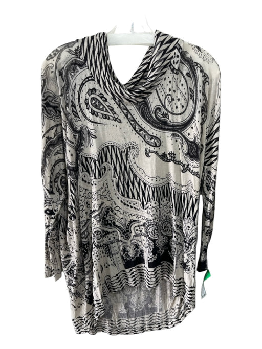 Etro Size 42/L Beige & Black Viscose Blend Knit Paisley & Abstract Top Beige & Black / 42/L