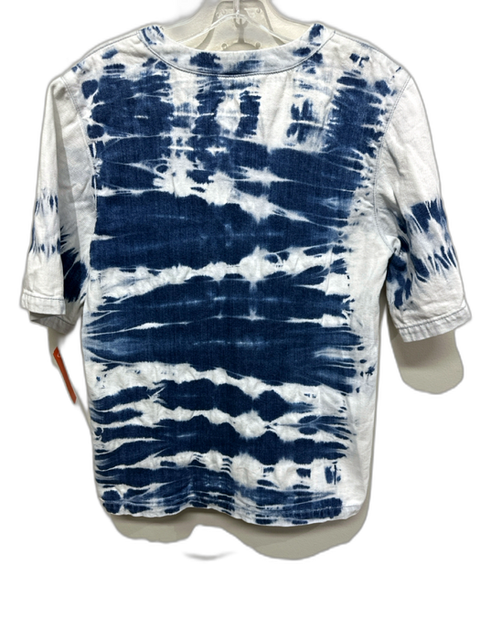Stella McCartney Size 42 Blue & White Cotton Blend Tie Die V Neck Denim Top Blue & White / 42