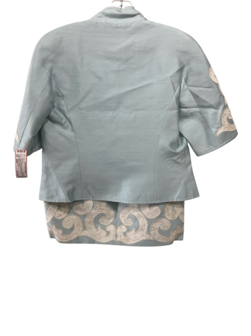Christian Lacroix Size 38/42 Light blue & white Silk 1/2 Sleeve Skirt Set Light blue & white / 38/42
