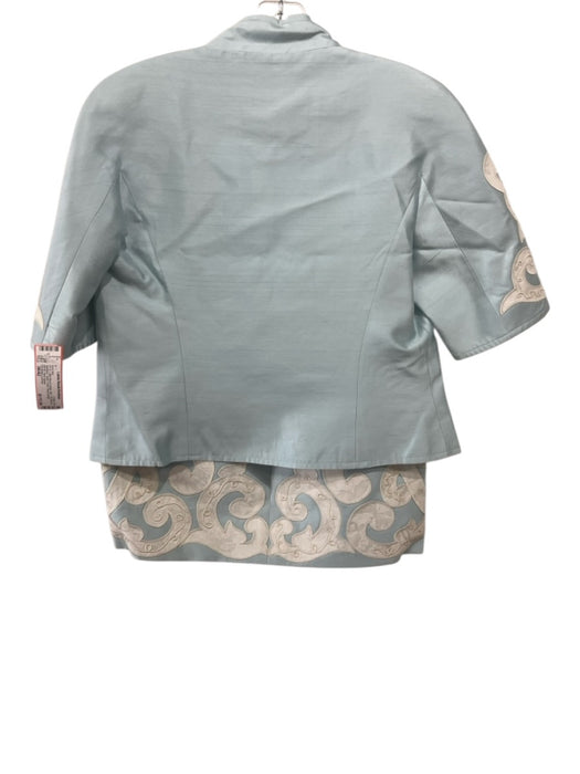 Christian Lacroix Size 38/42 Light blue & white Silk 1/2 Sleeve Skirt Set Light blue & white / 38/42