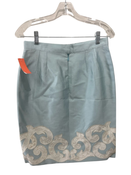 Christian Lacroix Size 38/42 Light blue & white Silk 1/2 Sleeve Skirt Set Light blue & white / 38/42
