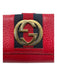 Gucci Red, Navy, Gold Leather Logo Gucci Web Snap Closure Folding Wallets Red, Navy, Gold