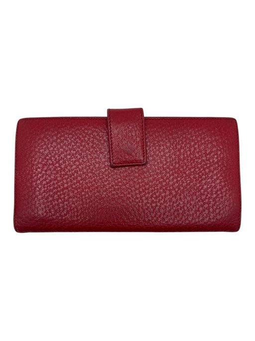 Gucci Red, Navy, Gold Leather Logo Gucci Web Snap Closure Folding Wallets Red, Navy, Gold