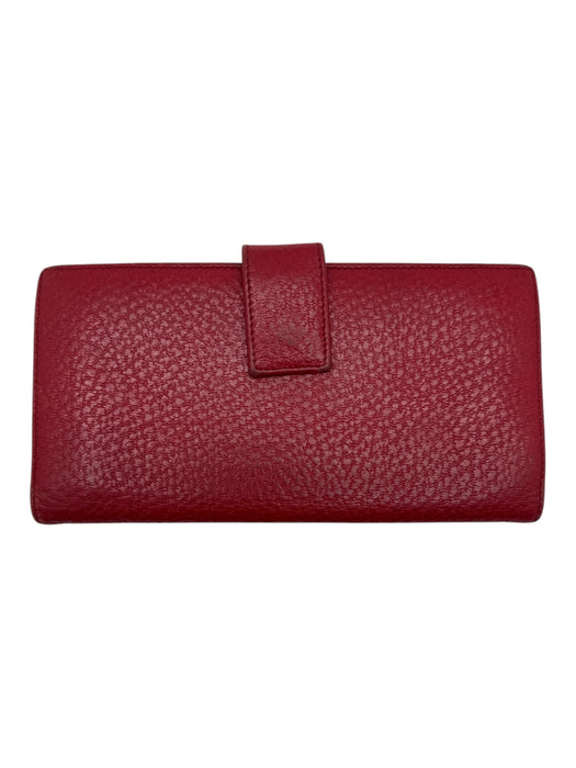 Gucci Red, Navy, Gold Leather Logo Gucci Web Snap Closure Folding Wallets Red, Navy, Gold