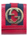 Gucci Red, Navy, Gold Leather Logo Gucci Web Snap Closure Folding Wallets Red, Navy, Gold