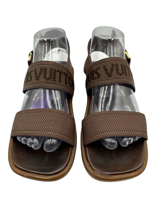 Louis Vuitton Shoe Size 39 Brown Print Canvas & Rubber Leather Sole Sandals Brown Print / 39
