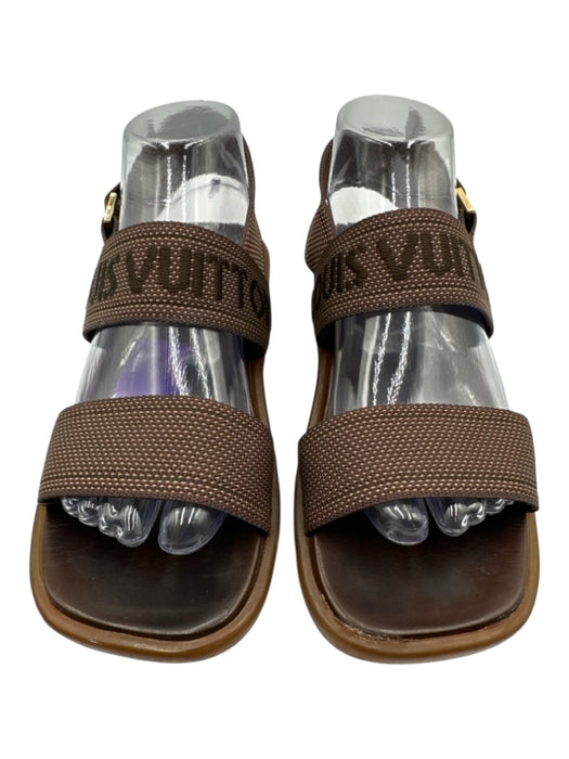 Louis Vuitton Shoe Size 39 Brown Print Canvas & Rubber Leather Sole Sandals Brown Print / 39
