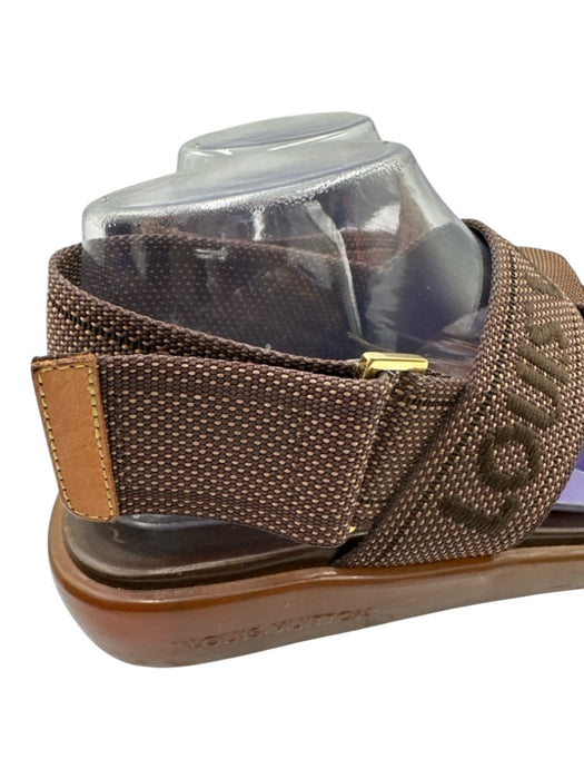 Louis Vuitton Shoe Size 39 Brown Print Canvas & Rubber Leather Sole Sandals Brown Print / 39