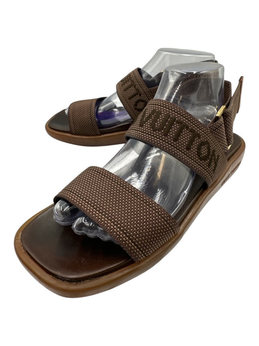 Louis Vuitton Shoe Size 39 Brown Print Canvas & Rubber Leather Sole Sandals Brown Print / 39